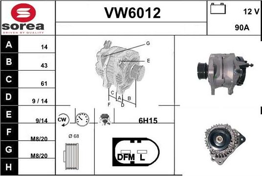 Sera VW6012 - Alternator autospares.lv