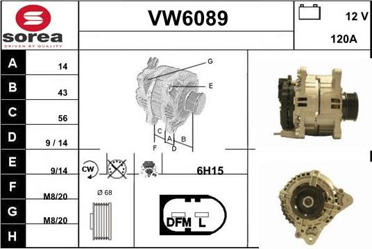 Sera VW6089 - Alternator autospares.lv