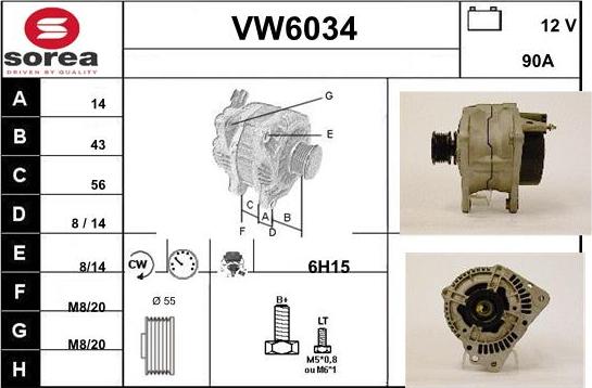 Sera VW6034 - Alternator autospares.lv