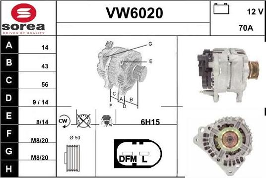 Sera VW6020 - Alternator autospares.lv