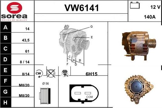 Sera VW6141 - Alternator autospares.lv