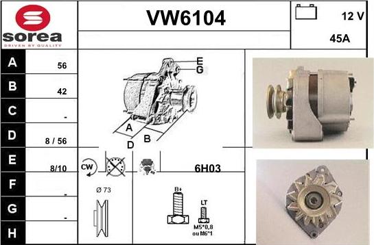 Sera VW6104 - Alternator autospares.lv