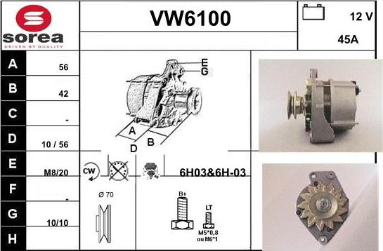 Sera VW6100 - Alternator autospares.lv