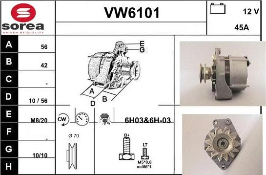 Sera VW6101 - Alternator autospares.lv