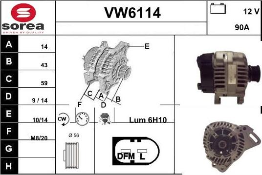 Sera VW6114 - Alternator autospares.lv