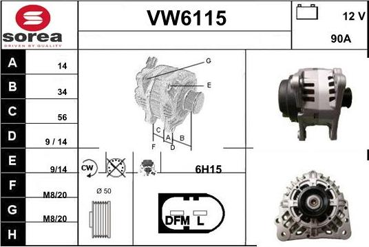 Sera VW6115 - Alternator autospares.lv