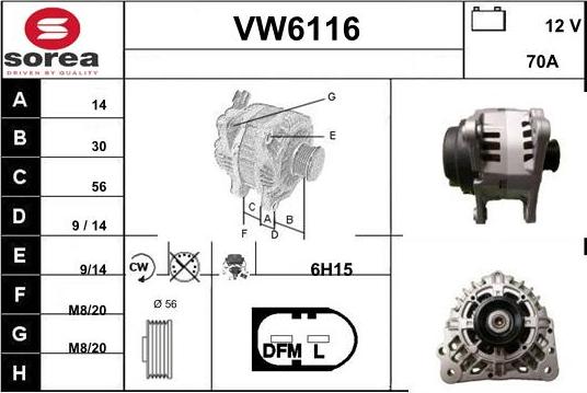 Sera VW6116 - Alternator autospares.lv