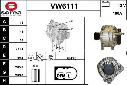 Sera VW6111 - Alternator autospares.lv