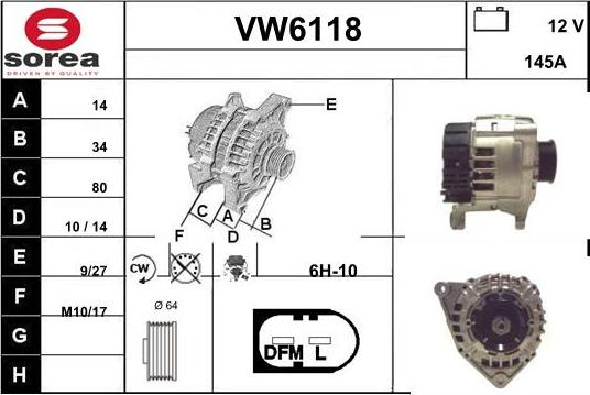 Sera VW6118 - Alternator autospares.lv