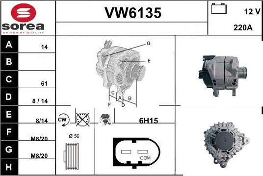 Sera VW6135 - Alternator autospares.lv