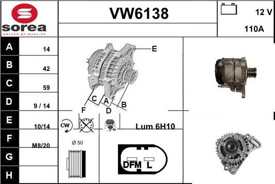Sera VW6138 - Alternator autospares.lv