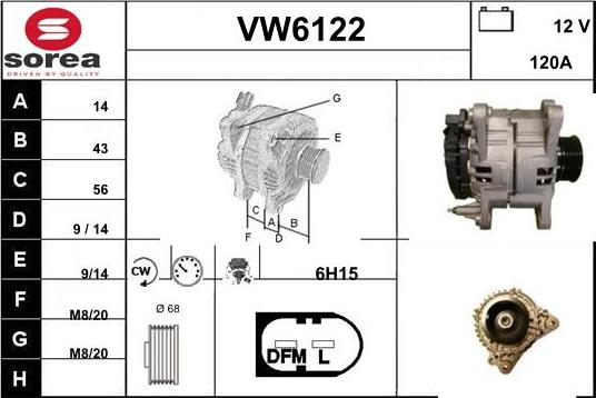 Sera VW6122 - Alternator autospares.lv