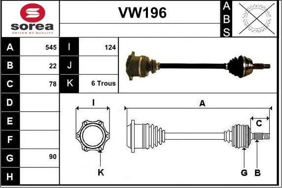 Sera VW196 - Drive Shaft autospares.lv