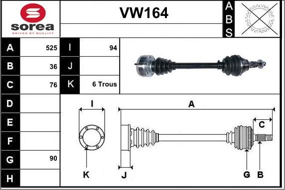 Sera VW164 - Drive Shaft autospares.lv