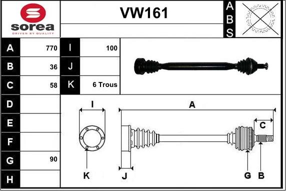 Sera VW161 - Drive Shaft autospares.lv