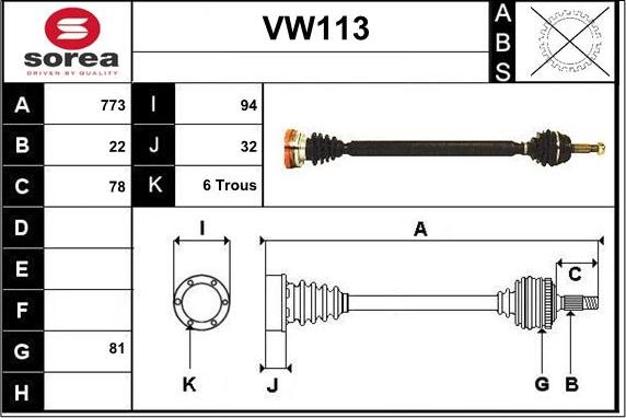 Sera VW113 - Drive Shaft autospares.lv