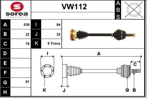 Sera VW112 - Drive Shaft autospares.lv