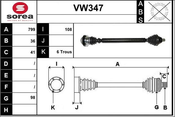 Sera VW347 - Drive Shaft autospares.lv