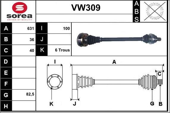 Sera VW309 - Drive Shaft autospares.lv