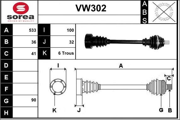 Sera VW302 - Drive Shaft autospares.lv