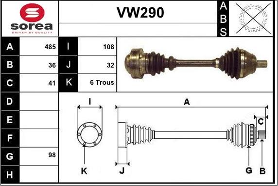 Sera VW290 - Drive Shaft autospares.lv