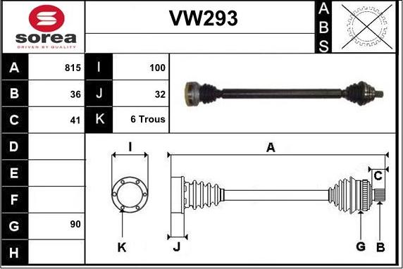 Sera VW293 - Drive Shaft autospares.lv