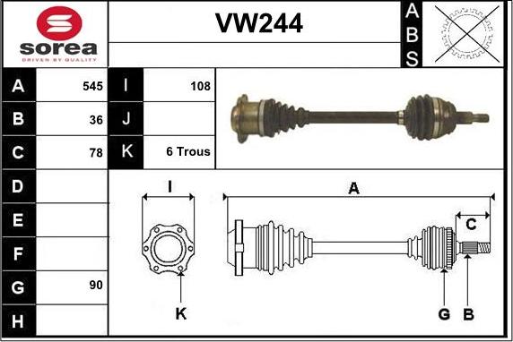 Sera VW244 - Drive Shaft autospares.lv