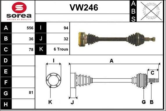 Sera VW246 - Drive Shaft autospares.lv