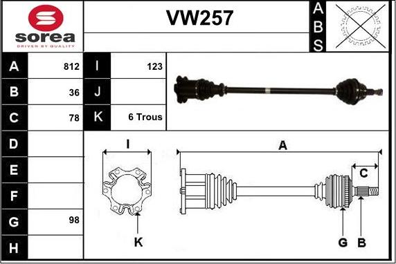 Sera VW257 - Drive Shaft autospares.lv