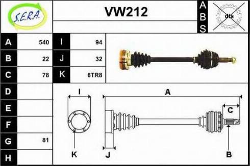 Sera VW212 - Drive Shaft autospares.lv