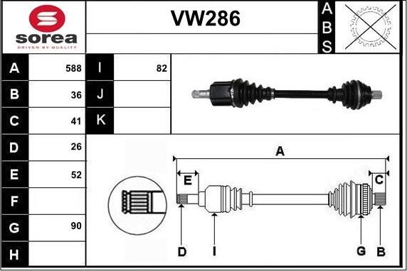 Sera VW286 - Drive Shaft autospares.lv