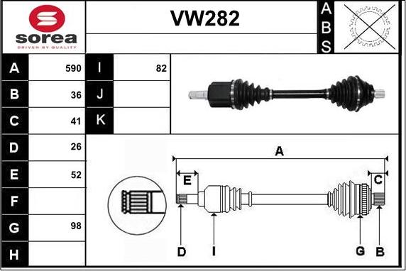 Sera VW282 - Drive Shaft autospares.lv