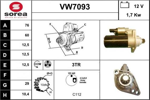 Sera VW7093 - Starter autospares.lv