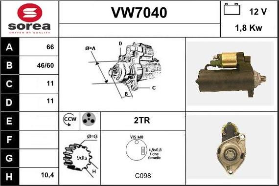 Sera VW7040 - Starter autospares.lv