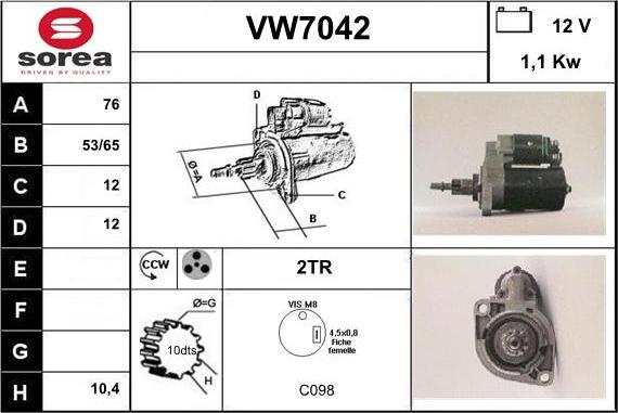 Sera VW7042 - Starter autospares.lv