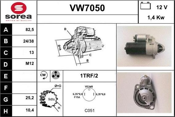 Sera VW7050 - Starter autospares.lv