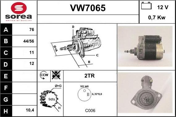 Sera VW7065 - Starter autospares.lv