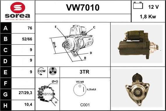 Sera VW7010 - Starter autospares.lv