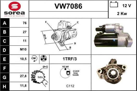 Sera VW7086 - Starter autospares.lv