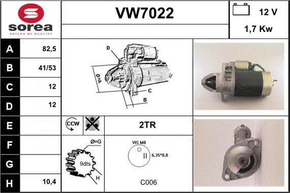 Sera VW7022 - Starter autospares.lv