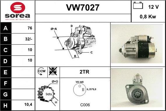 Sera VW7027 - Starter autospares.lv