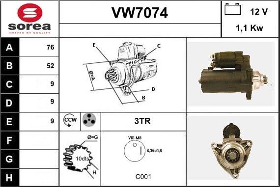 Sera VW7074 - Starter autospares.lv