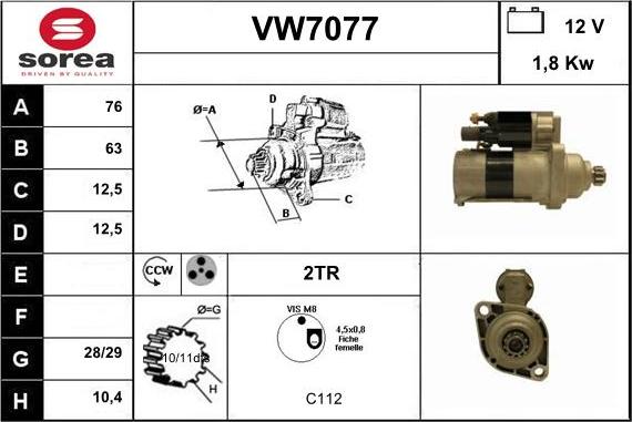 Sera VW7077 - Starter autospares.lv