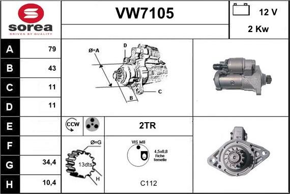 Sera VW7105 - Starter autospares.lv