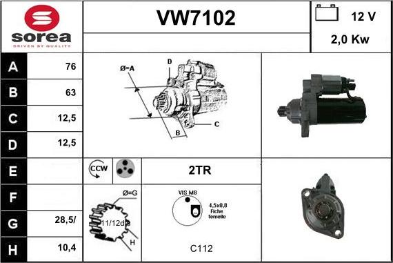 Sera VW7102 - Starter autospares.lv