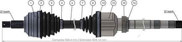 Sercore 221828 - Drive Shaft autospares.lv