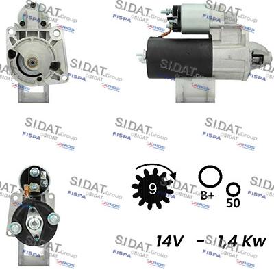 Sidat S12BH0400A2 - Starter autospares.lv