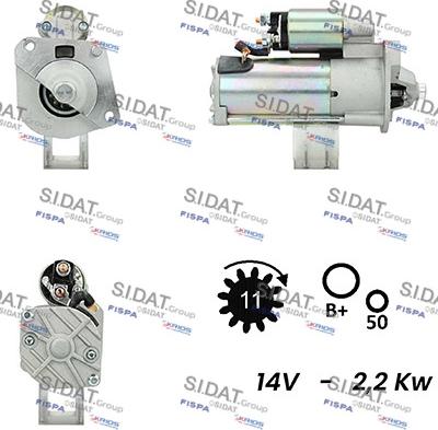 Sidat S12VS0160A2 - Starter autospares.lv