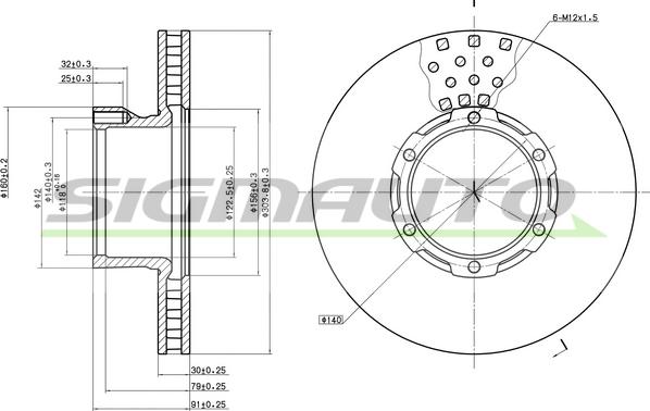 SIGMAUTO DB0162V - Brake Disc autospares.lv