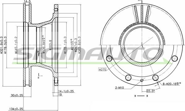 SIGMAUTO DB0106V - Brake Disc autospares.lv